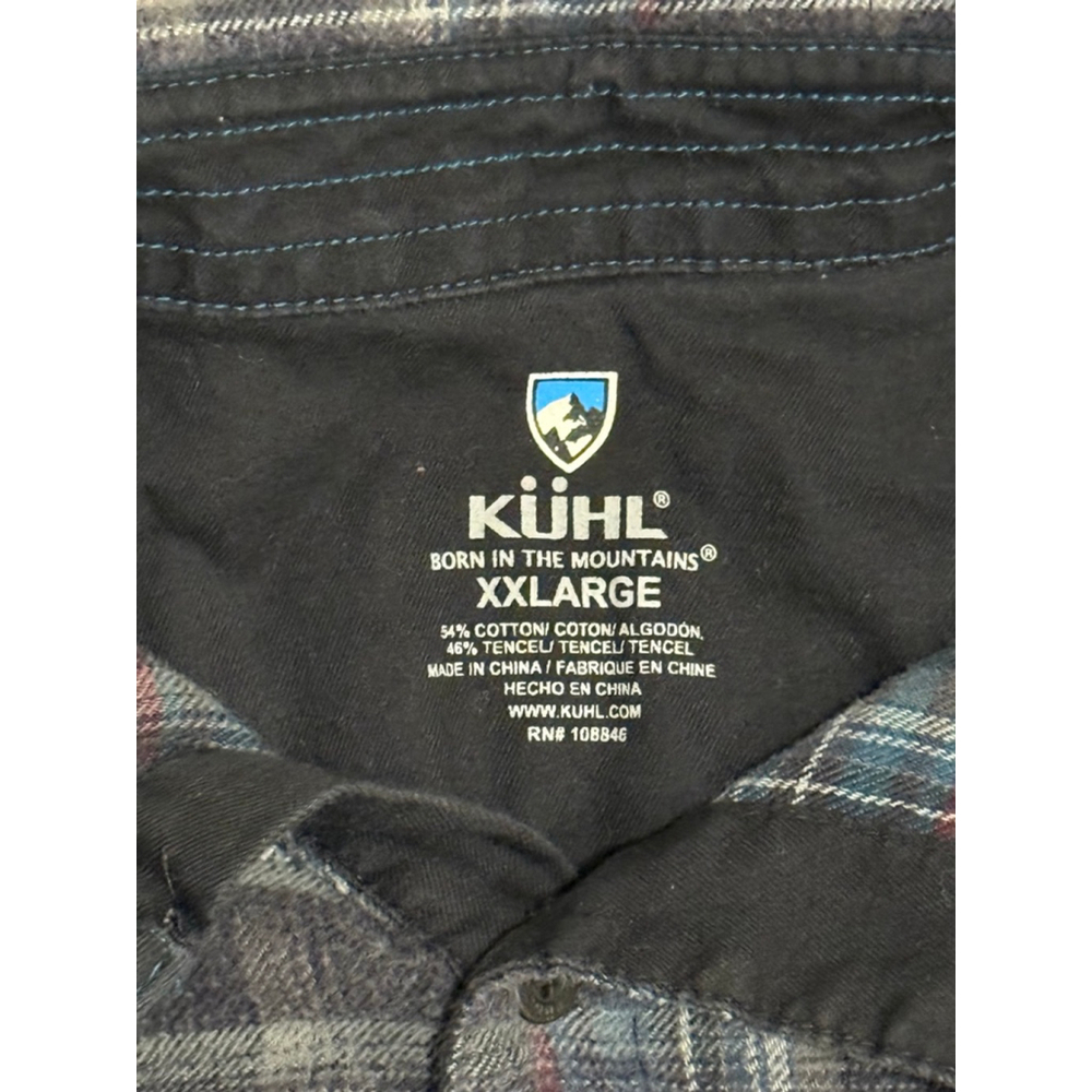 KÜHL Mens Grey/Blue Plaid Casual Button Down Pocket Shirt Sz XXLarge​ - Picture 8 of 8